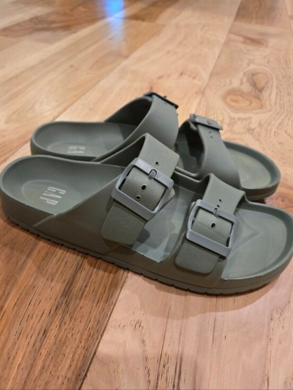 GAP Olive Green Double Buckle Slide Sandals